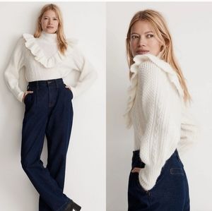 Madewell Cable Winslow Mockneck pullover sweater.